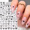 Heart Nail Stickers for Nail Art, Valentine's Day Nail Art Stickers 3D Self-Adhesive Black Love Heart Letter Valentines Sticker for Nails Art Decorations French Manicure Decals DIY Nail Art Supplies