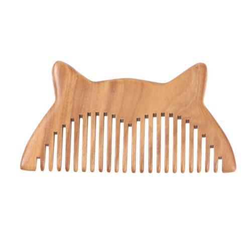 Beaupretty Natural Wooden Wide Tooth Hair Comb Sandalwood Comb Anti-static Wood Comb Cute Cat Ears Comb Hair Brush Pocket Comb