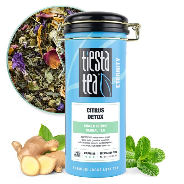 Tiesta Tea - Ginger Citrus Herbal Tea | Premium Loose Leaf Tea Blend | High Caffeinated Tea | Make Hot or Iced Tea & Brews Up to 50 Cups | Made w/ Natural Ingredients - 3 Ounce Refillable Tin