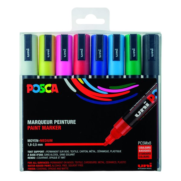 8 Posca Markers 5M, Posca Pens for Art Supplies, School Supplies, Rock Art, Fabric Paint, Fabric Markers, Paint Pen, Art Markers, Posca Paint Markers