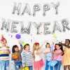 Silver Happy New Year Balloons,160 Inch Happy New Year Balloon for Happy New Year Decorations 2025, New Years Eve Balloons for 2025 New Years Eve Party Supplies