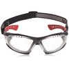 Bolle Safety Rush+ Safety Glasses Platinum® with Assembled Foam and Strap, Black & Red Frame, Clear Lenses