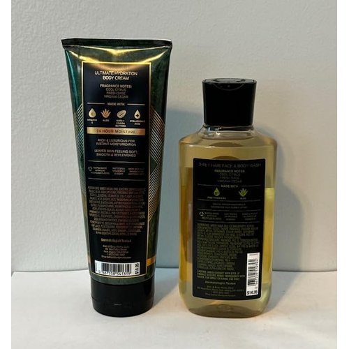 Bath Body Work Men's Collection Woodlands Duo Gift Set - Body Cream and 3 in 1 Hair, Face & Body Wash (Packaging may vary)