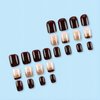 Rchovsam Brown French Press Ons Square Short Fake Nails Gold Glitter Press on Nails Short Brown False Nails Acrylic UñAs AcríLicas Brown Gel Nails Kit for Young Womens 24pcs