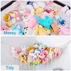 Stuffed Animals Hammock Net Corner Toy Storage Organizer, Stuffed Animals Storage Toy Holder Boho Wall Hanging for Nursery Kids Girls Bedroom Room Decor,White