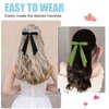 6PCS Ribbon Bows knot Hair Clips for Women Girls, Silky Satin Tassel Barrettes With Long Tail, Cute Ponytail Holder Hair Styling Accessories (6 colors,Blue)