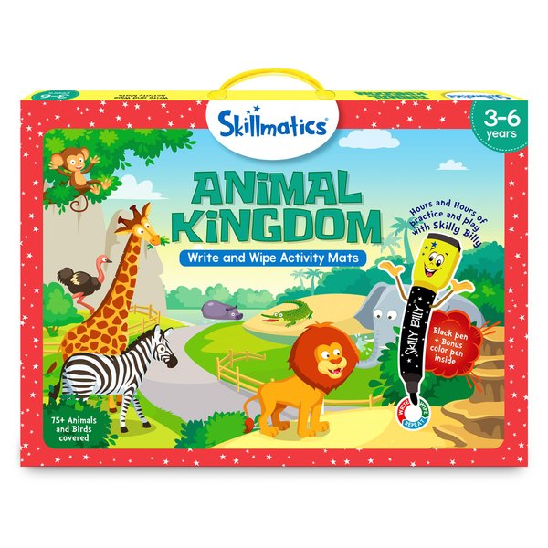 Skillmatics Educational Game - Animal Kingdom, Reusable Activity Mats with 2 Dry Erase Markers, Gifts for Ages 3 to 6