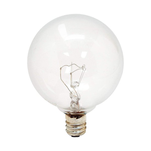 GE Lighting 17722 Decorative G16 1/2 Candelabra Base Globe Light Bulb, 2 Count (Pack of 1), Clear