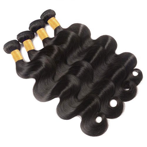 Body Wave Bundles Human Hair 18 20 22 24 Inch 100% Unprocessed 12A Brazilian Virgin Hair 4 Bundles Human Hair Body Wave Hair Extensions for Women Natural Color