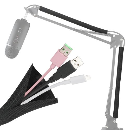 Wire Sleeves for Cables -Mic Boom Arm Cables Sleeve, Tidy up the Wire Harness, Versatile, Flexible and Easy to Install by YOUSHARES (2PCS)