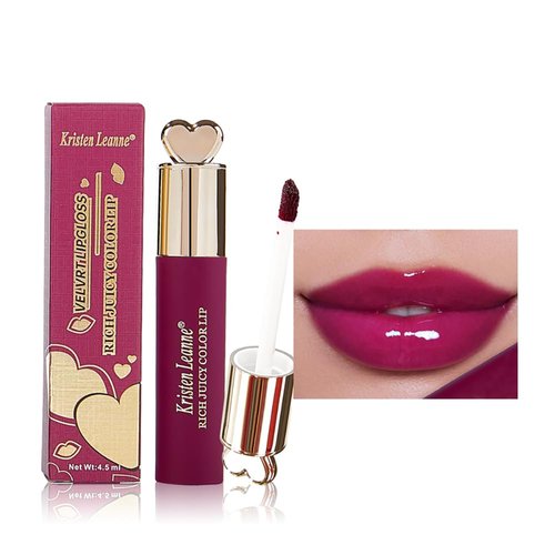 BEUKING Heart Lipstick Love Water Mirror Lip Tint Long-lasting Moisturizing Red Pink Smooth Light Creamy Texture 8 Color Portable Beauty Lip Glaze Makeup Cosmetics High Pigment Liquid Lip Gloss (08#)