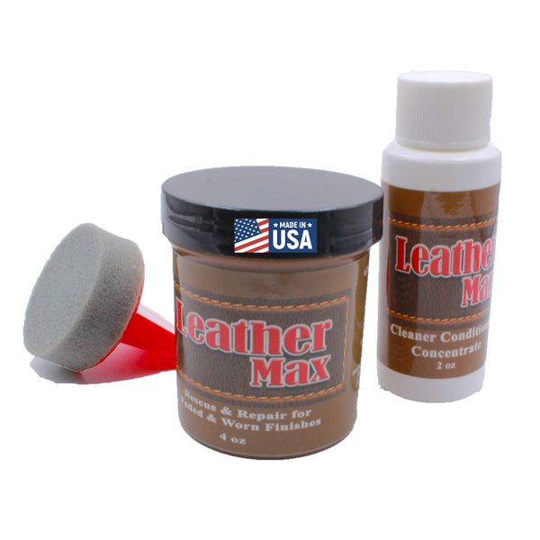 Furniture Leather Max Refinish and Restorer Kit / 4 Oz Restorer / 2 Oz Conditioner / 1 Sponge (Leather Repair) (Vinyl Repair) (Sand)