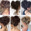 Anbuwei Claw Clip Messy Bun Hair Pieces for Women Tousled Updo Ponytail Synthetic Curly Wavy Bun Hair Extension With Hair Clips (Natural Black)