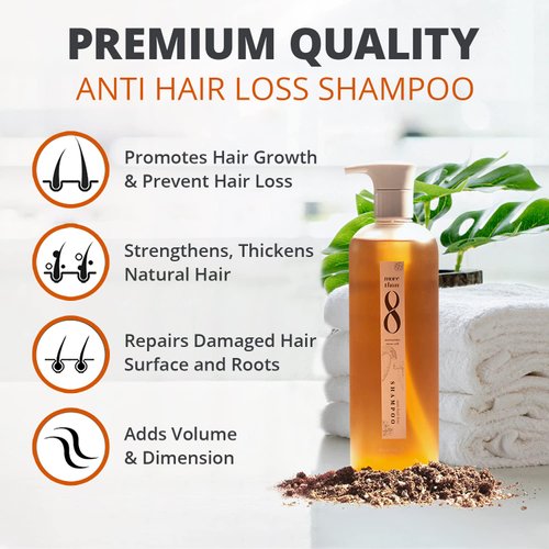 Morethan8 Anti Hair Loss Shampoo with Matsutake Stem Cell Extract - 480ml Hair Thickening Formula for Thinning Hair, Promotes Growth, Suitable for All Hair Types and Colors
