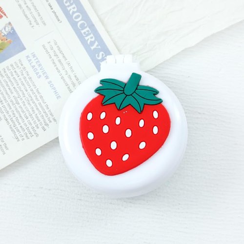 Strawberry Travel Hair Brush Pocket Comb with Mini Mirror Portable Compact Folding Hair Brushes Round Mini Compact Massage Comb for Girls and Women, Styling Tools and Appliances, Hair Combs (2H969)