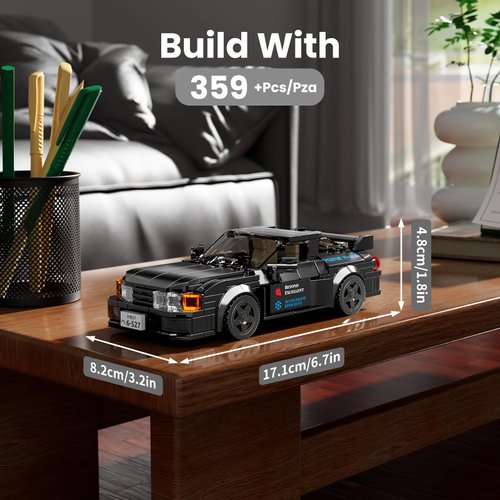 Mould King Initial D Car Skyline GTR32 Race Car Building Sets with Display Case, 27014 Collectible Speed Champion Car Building Blocks, Classic Race Car Building Kits for Adults Kids 8+(359PCS)