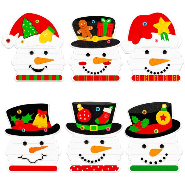 80UncleKimby 16PCS Snowman Christmas Crafts for Kids: DIY Ornament Kit Bulk, Winter Holiday Gifts Party Classroom Favors Activities