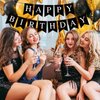 Waenerec Black Happy Birthday Banner Sign Happy Birthday Bunting Banner Garland for Kids Girl Woman Birthday Tea Party Decorations Bunting Flag Birthday Party Supplies