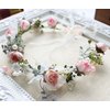 LLinfflr Pearl Flower Crown Floral Garland Headband Flower Halo Headpiece Hair Wreath Boho Photos Wedding Pink