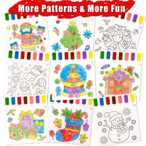 DoodleDoo Christmas Water Coloring Book for Kids, Paint with Water Book-Arts and Crafts for Kids, Watercolor Painting Kit for Girls Boys Holiday Games Birthday Christmas Gift for Kids 3 4 5 6 7 8