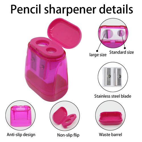 OFiSEXPT 4pcs Colored Pencil Sharpener, Manual Pencil Sharpener Dual Holes, for Kids Adults Students School Class Home Office