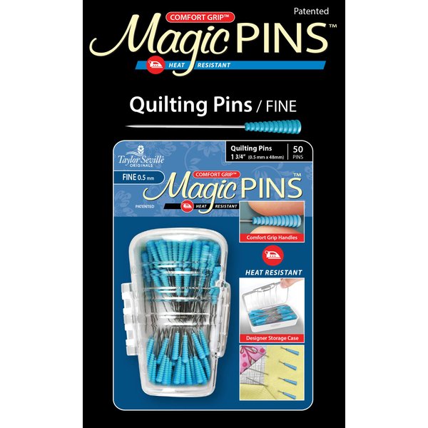 Taylor Seville Originals Comfort Grip Quilting Fine Magic Pins-Sewing and Quilting Supplies and Notions-Sewing Notions-50 Count