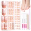 Teenitor 144pcs French Tip Press on Toenails with Nail Glue Set, 6 Sets Toe Nail Press Ons for Women, Fake Toe Nails Press on Toes Nails Glue on, Fake Toenails
