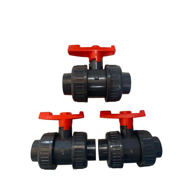 ERA True Union Ball Valve Sch 80 1/2' inch (3 Pack) Whit O-Ring and Threaded and Sockett Connections Easy to Use Lever