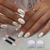 2PCS White Pearl Chrome Nail Powder Holographic Chrome Powder for Nails, Iridescent Aurora Metallic Mirror Effect Pigment Pearl Glitter Dust Nail Chrome Powder for Nail Art and Resin Craft Decoration