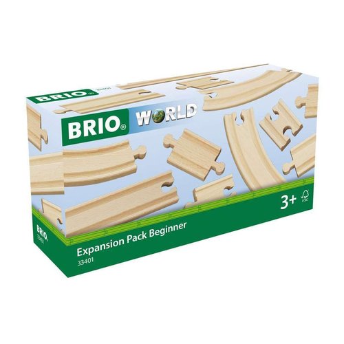 BRIO World 33401 Beginner's Expansion Pack | 11-Piece Kids Wooden Train Track Set | Enhances Motor Skills | Compatible with All Train Sets | Certified Sustainable Wood | Perfect for Ages 3+