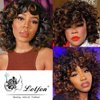 Lotfon Short Curly Wigs for Black Women Synthetic Hair Heat Resistant Fluffy Natura Wigs for African American Women (Brown)