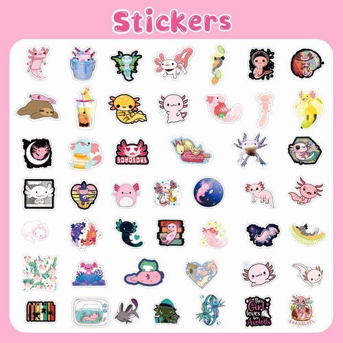 YrthSnxKGd 105 PCS Axolotl Birthday Decorations Party Supplies Axolotl Themed Party Decorations Includes Backdrop Banner Cake Topper and Cupcake Topper Stickers for Birthday Party