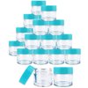 Beauticom 7 Gram / 7 ML (Quantity: 24 Pieces) Thick Wall Round Leak Proof Clear Acrylic Jars with Teal Lids for Beauty, Cream, Cosmetics, Salves, Scrubs