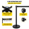 Mophorn 6PCS Stanchion Queue Post, Black 6.5ft Retractable Belt 36In Height, Stanchion Posts Queue Pole for Crowd Control Barriers