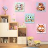 4 Pack Animal Paint by Number for Kids with Wooden Frame-Paint by Numbers for Kids Animals Ages 4-8-12,Easy Elephant Fox Sea Turtle Horse DIY Acrylic Oil Painting Kits for Home Wall Decor(8X8inch)