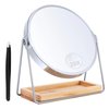 B Beauty Planet 20X Magnifying Mirror with Bamboo Base, Double Sided Magnifying Mirror with 20X/1X Magnification, 360° Swivel Tabletop Mirror with Storage Stand, Round Makeup Mirror for Bedroom 8IN