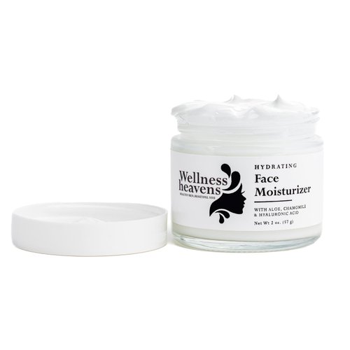 Wellness Heavens Face Moisturizer with Hyaluronic Acid & Vitamin E, Neck & Face Moisturizer for Dry Skin, Day & Night Wrinkle Repair Anti Aging Face Cream for Women with Vitamin C & B5, 57g/2 Oz.