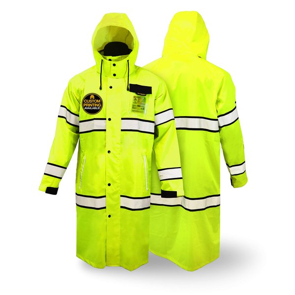 KwikSafety - Charlotte, NC - TORRENT High Visibility Rain Gear - Class 3 ANSI OSHA Reflective Weather Proof Hi Vis Trench Safety Jacket/XL