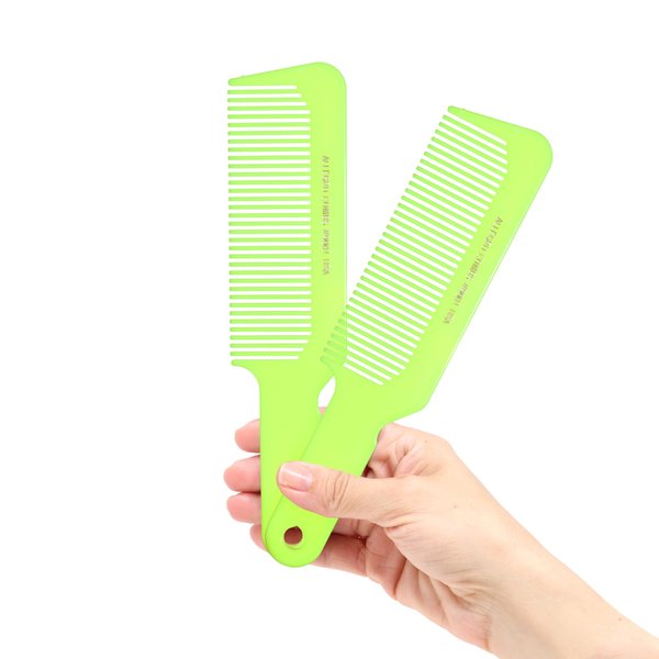 Allegro Combs 9001 Hair Combs Flat Top Clipper Blending Fading Combs Cutting Barber Flattop Thinning Hair Combs Hairstylist Flexible For Women Men Shampoo Usa 2 Pc. (Neon Yellow)