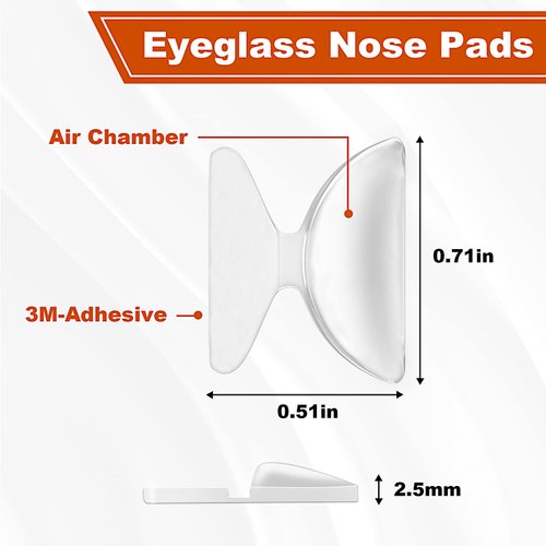 Clear Eyeglass Nose Pads - SMARTTOP Stick on 2.5mm Silicone Anti Slip Adhesive Eyewear Nose Pads Cushions for Eyeglasses Sunglasses Spectacles - 12 Pairs