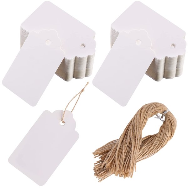 Paper Tags Gift Hang Tags with String 200pcs White