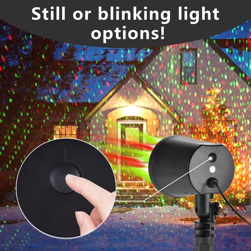 Christmas Laser Light Projector Red and Green Star Laser Lights Show with Timer for Outdoor Decorations Waterproof Landscape Lighting for Christmas and Holidays