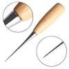 2PCS Alloy Steel Wood Handle Punching Tapered Awl Craft Cloth Scratch Awl Repair Tool for DIY Craft