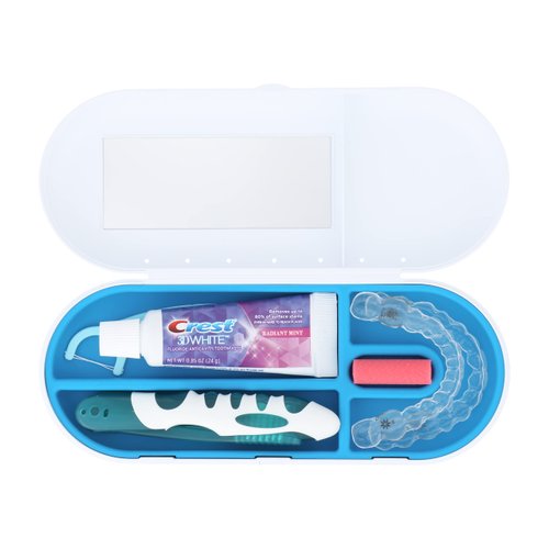 SmileKontainer Slimline Retainer Case: Compact Dental Travel Case for Aligners, Toothbrush and Accessories - Built-in Mirror for Easy Insertion Anywhere - Compatible with All Clear Aligners