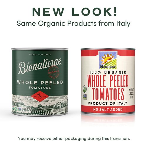 Bionaturae Organic Whole Peeled Tomatoes - Whole Peeled Tomatoes Canned, Tomatoes Organic, Keto Friendly, Non-GMO, No Added Sugar, No Added Salt, Made in Italy - 28.2 Oz