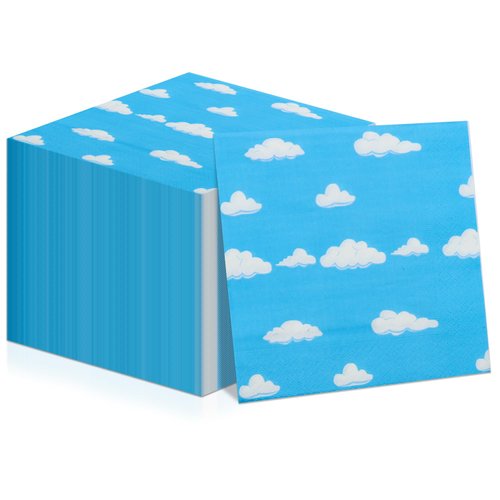 100pcs Blue Napkins Disposable Story Paper Luncheon Napkins Set for Kids Birthday Party Baby Shower Party Supplies, 13'' x 13''