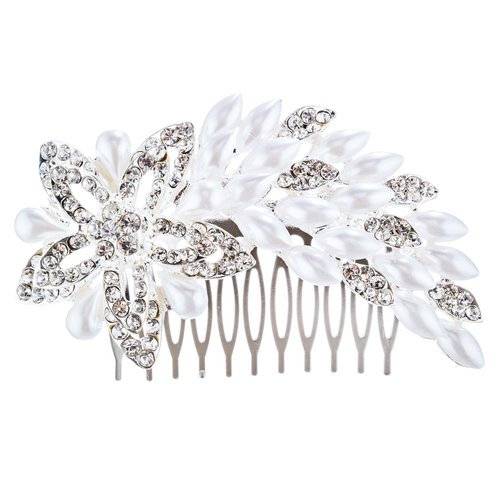 Bridal Wedding Jewelry Crystal Pearl Dazzle Floral Decorative Hair Comb