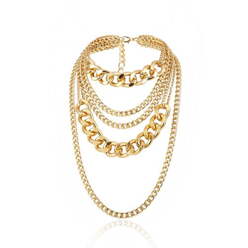 CSIYANJRY99 Chunky Gold Necklaces for Women,Multilayer Punk 80s Hip Hop Necklace,Layered Cuban Link Chain Statement Necklace (Gold)
