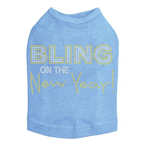 Bling on The New Year- Bling Rhinestone New Year Dog Shirt, 4XL Blue