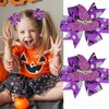 2PCS Halloween Hair Bows Clips for Kids Boys Girls Glitter Witch Hat Bows Clips Hairgrips Hair Barrette Halloween Purple Hair Accessories Headdress for Halloween Cosplay Costume Party Decoration